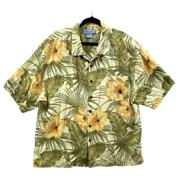 Bermuda Bay Size XXL Hawaiian Shirt 100% Silk Floral Tropical Short Sleeve - Picture 1 of 13